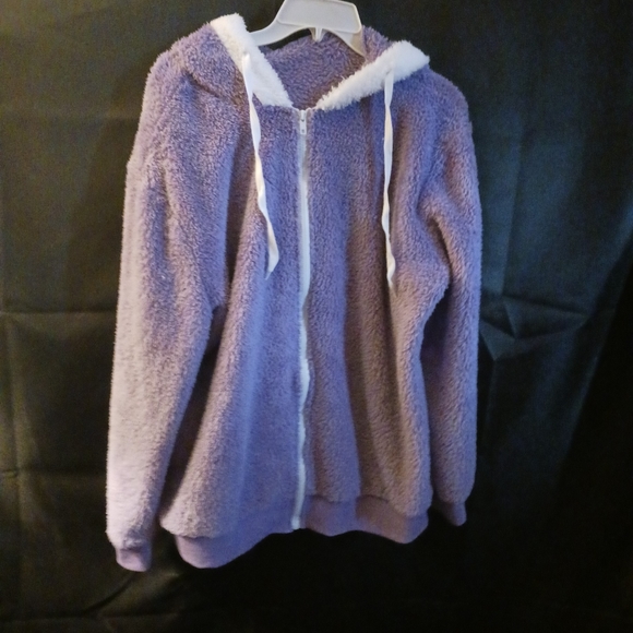Purple & white trim zippered hoodie sz 2x - Picture 1 of 5